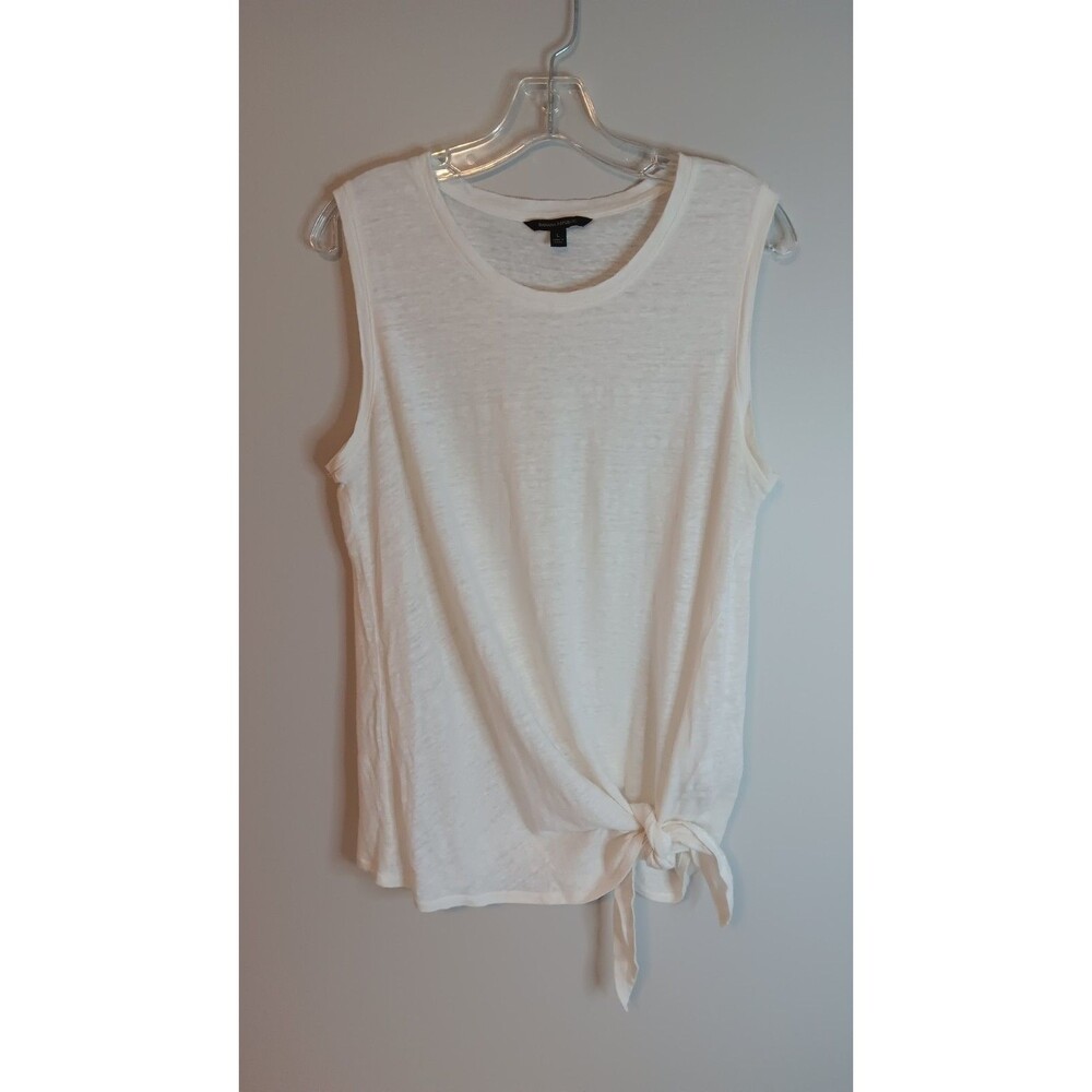 Banana Republic Tie Front Tank White Linen Sheer Size L Large